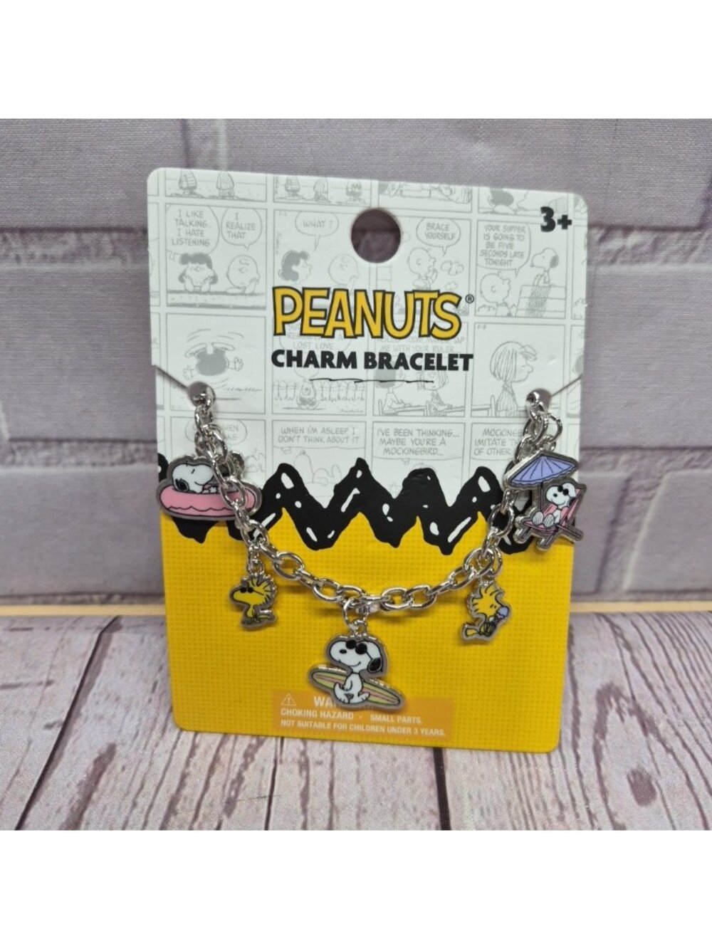 Peanuts Snoopy & Woodstock Charm Bracelet Summer Fun 7" Adjustable 5 Charms